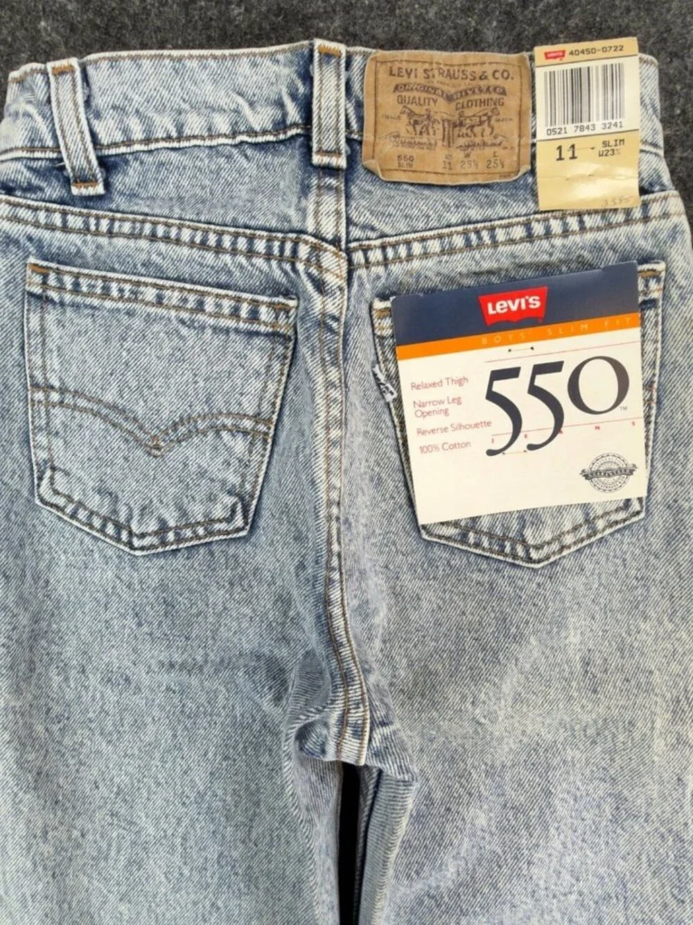 Levi's 550 Jeans Boys 11 Slim Blue Acid Wash Cotton Relaxed Vintage 90s USA Made